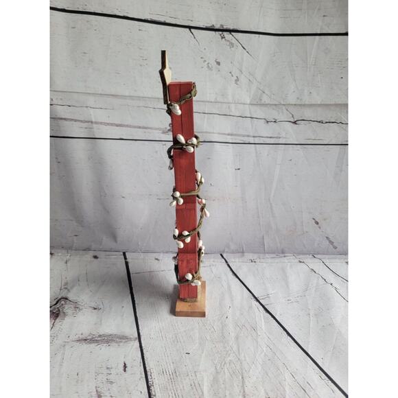 Handmade Rustic Wooden Red Christmas Tree Decor Shelf Sitter CountryCore - Picture 5 of 7